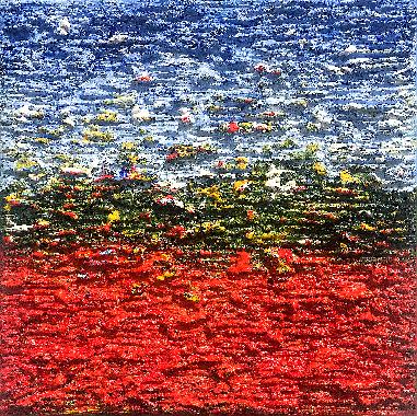 "Sommerwiese-rot-abstrakt" von Schüller, Patrizia
